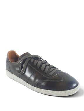 MAGNANNI Handmade Minimalist Dress Sneakers Hand Painted Patina Taupe Leather